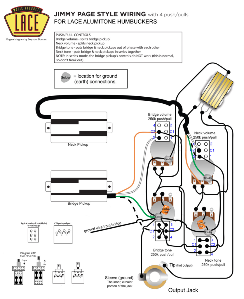 Jimmy Page wiring with Lace Alumitone pickups – Mazerius